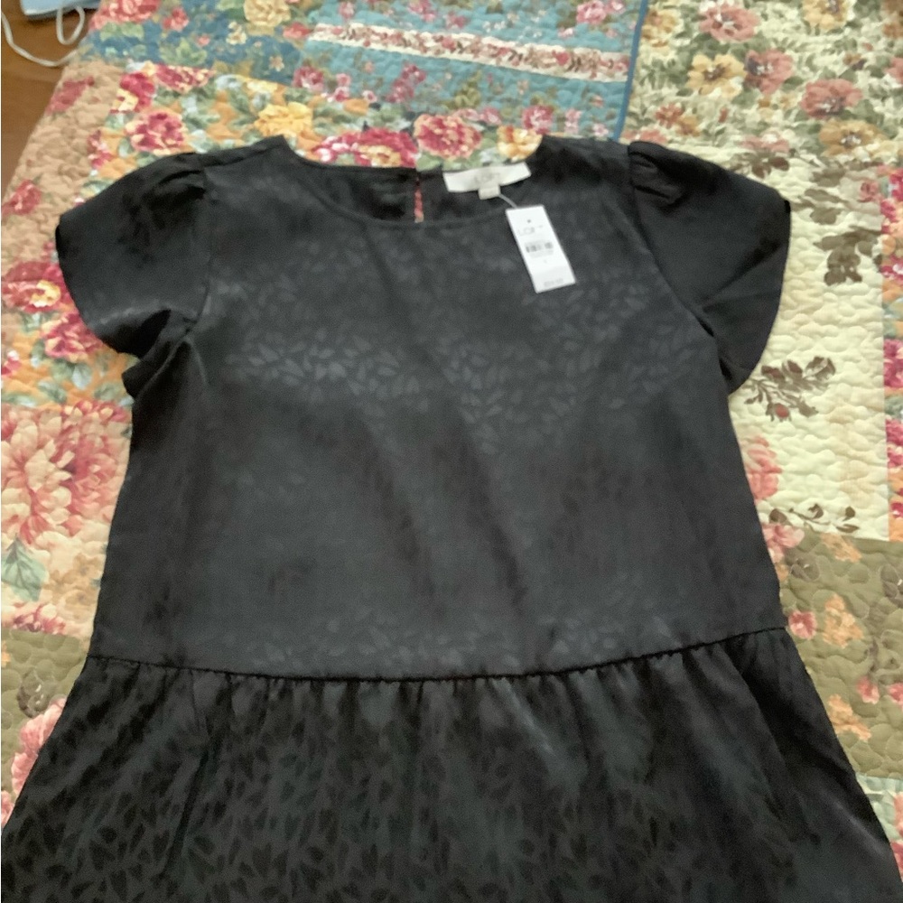 LOFT Black Patterned Blouse